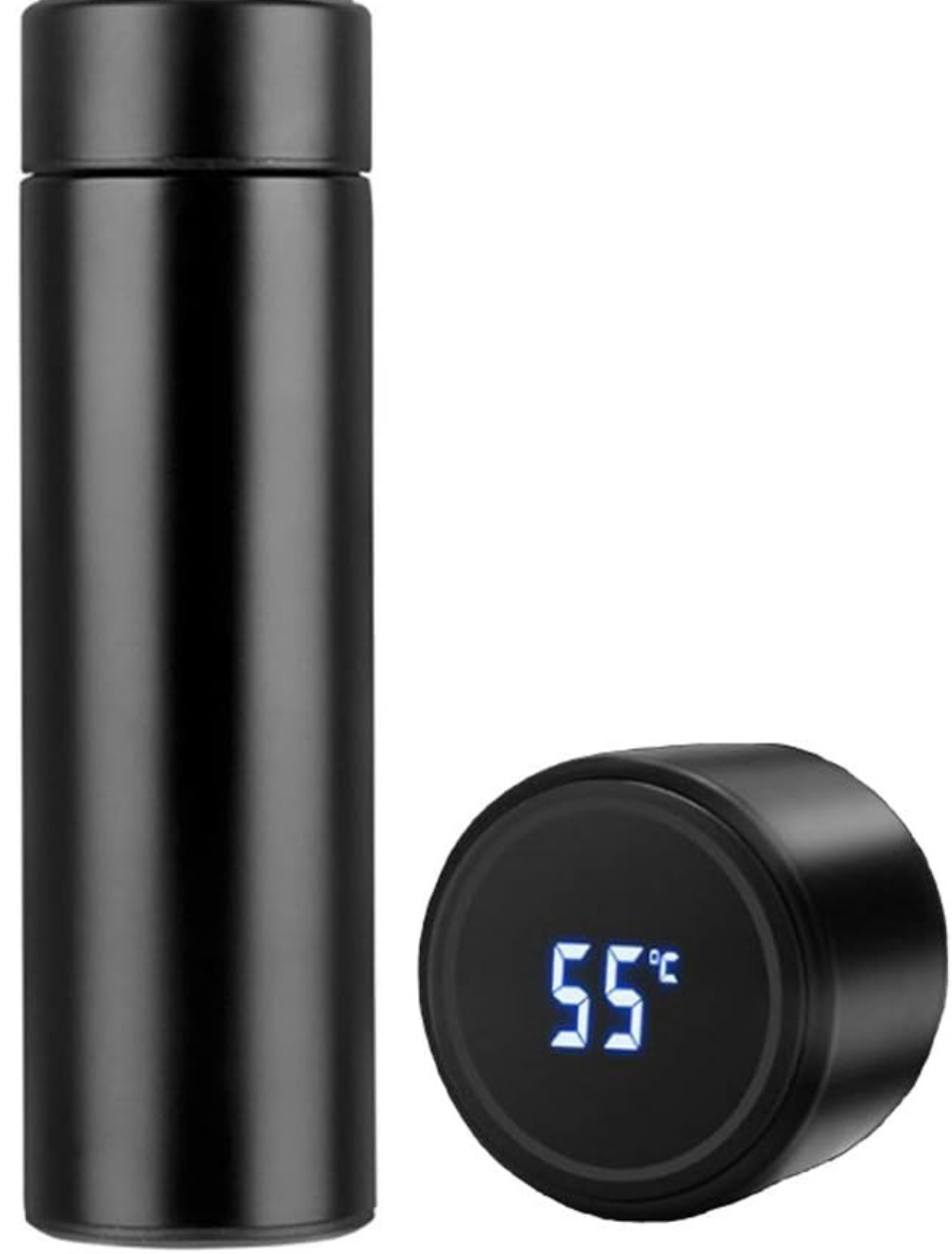 Botella térmica deportiva, de acero inoxidable de grado médico 316, con pantalla de temperatura LED, aislada al vacío de doble pared, se mantiene caliente o fría durante 24 horas, para viajes, moderna (17 onzas líquidas)