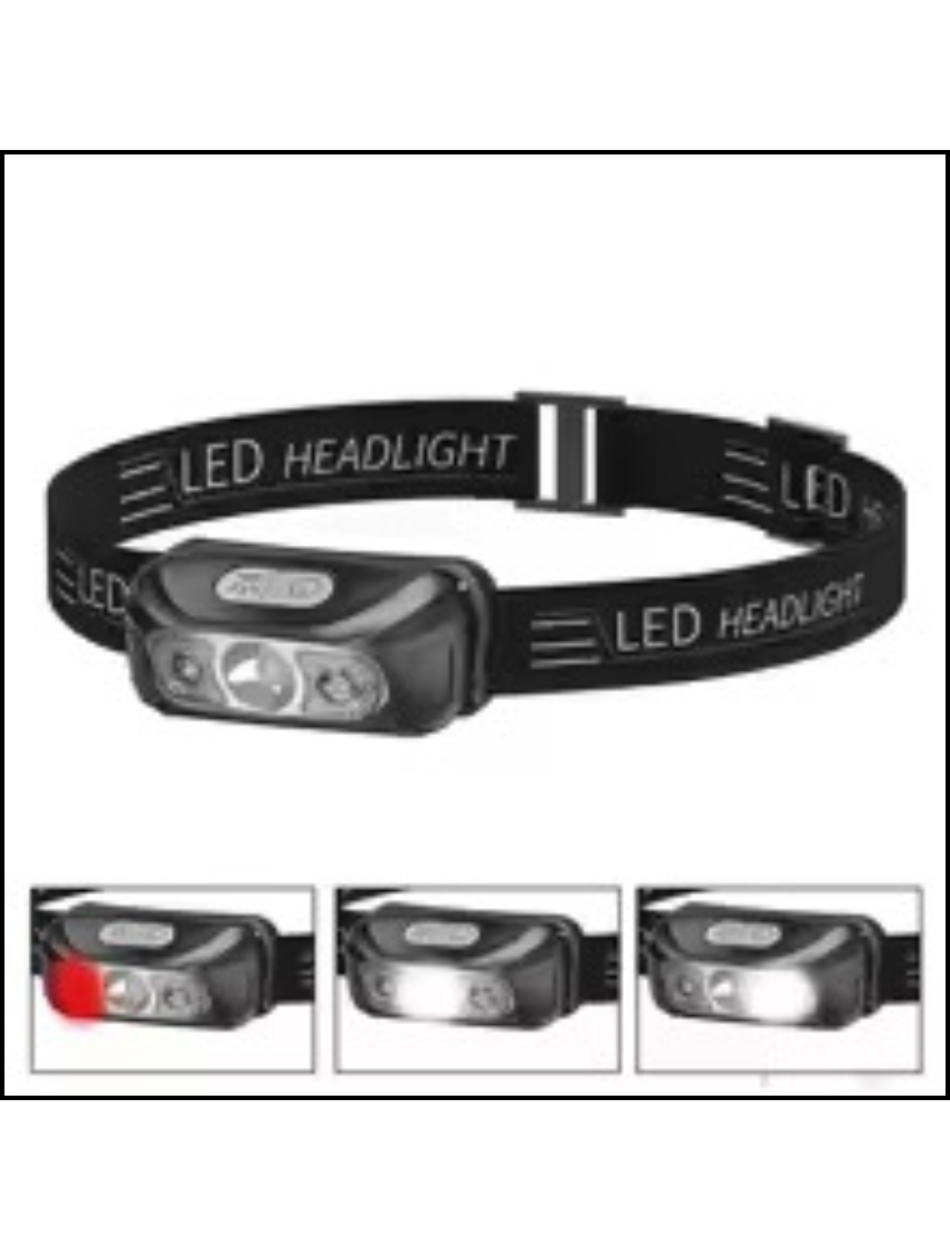 Linterna frontal recargable para adultos con 300 lúmenes, lámpara frontal recargable USB con diseño ligero (0.08 libras), faros con sensor LED IPX4 para correr, acampar, leer con largo tiempo de