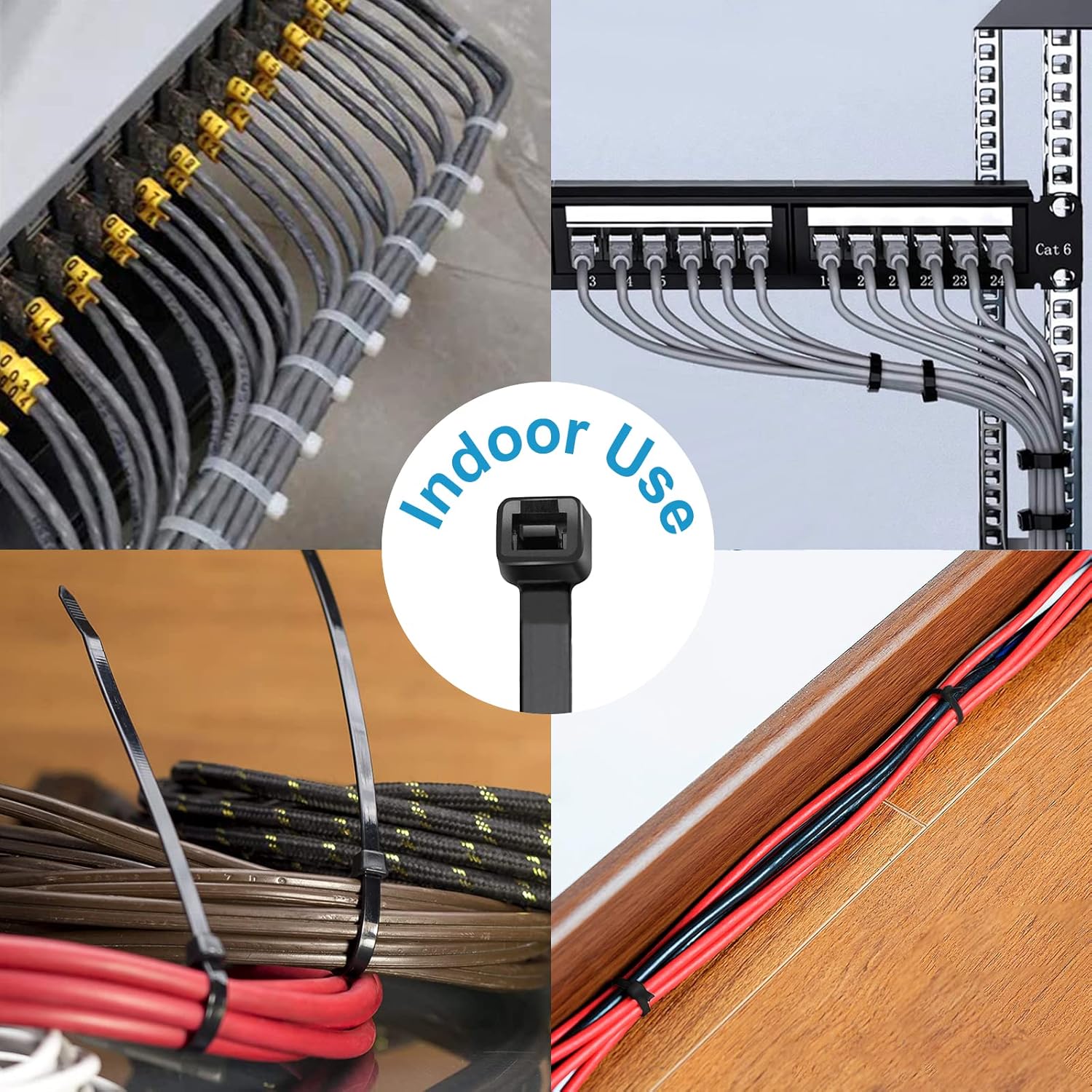 100 bridas para cables de 12 pulgadas, negras, 50 lb, resistentes a los rayos UV, para interiores y exteriores, autoblocantes