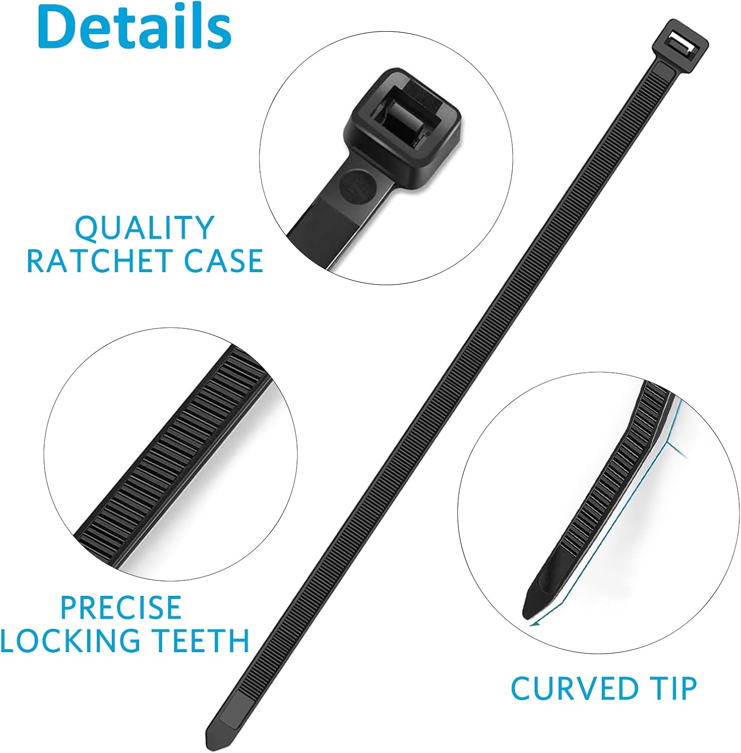 100 bridas para cables de 12 pulgadas, negras, 50 lb, resistentes a los rayos UV, para interiores y exteriores, autoblocantes