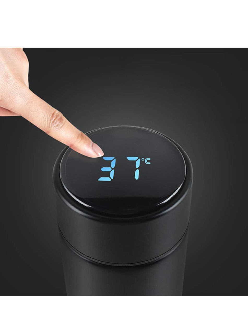 Botella térmica deportiva, de acero inoxidable de grado médico 316, con pantalla de temperatura LED, aislada al vacío de doble pared, se mantiene caliente o fría durante 24 horas, para viajes, moderna (17 onzas líquidas)