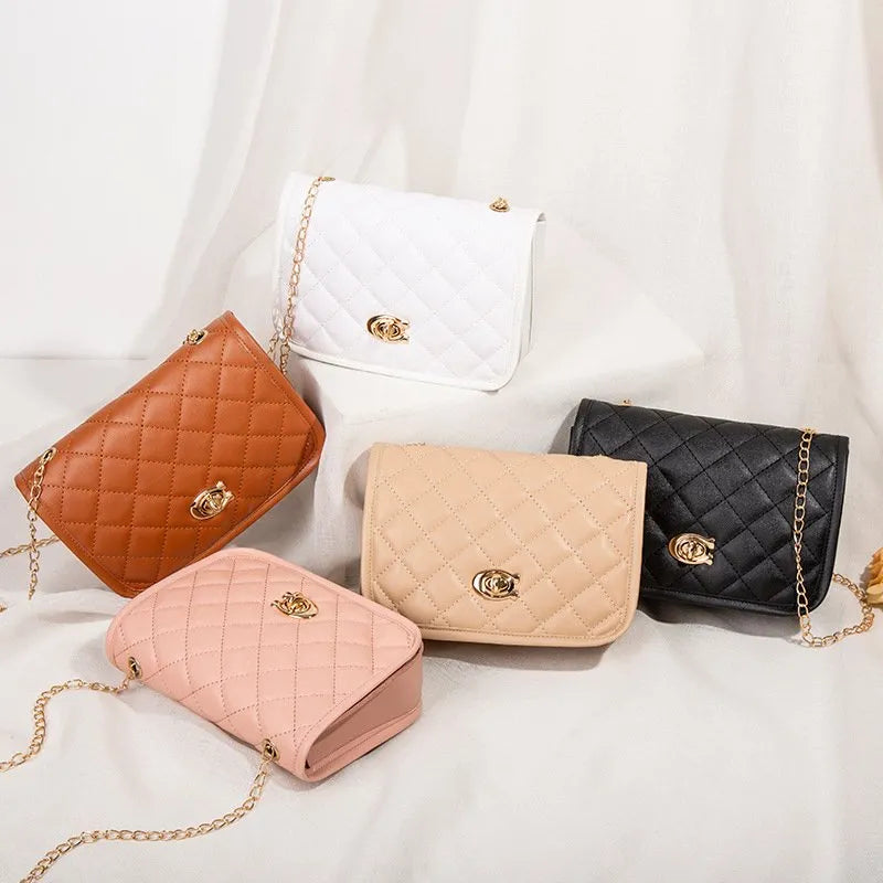 Bolso Cruzado Pequeño Con Correa De Cadena De Cuero Para Mujeres